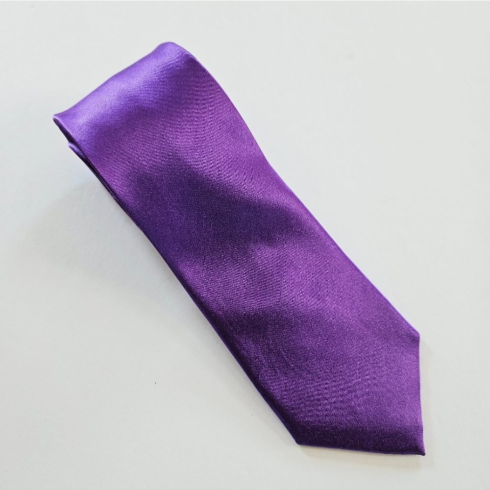 Bocara Premium Silk Color Block Bright Purple Classic Solid Color Formal Tie